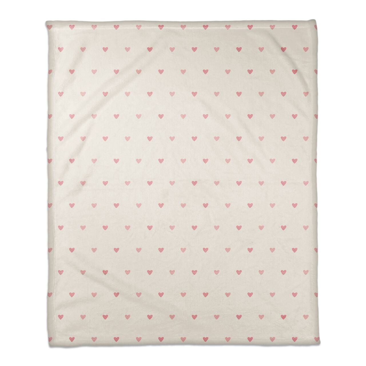 Simple Heart Pattern 50" x 60" Coral Fleece Blanket